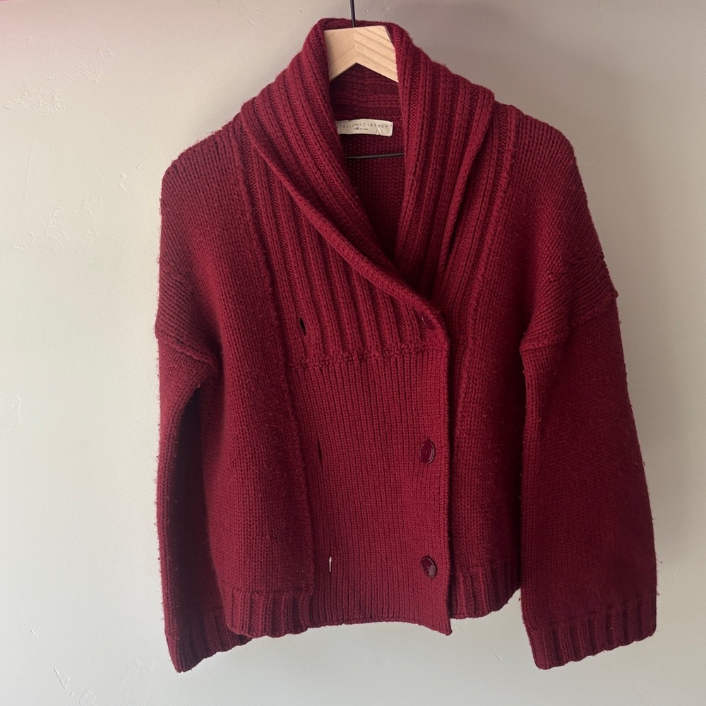 Stella McCartney Deep Red Shawl Collar Cardigan